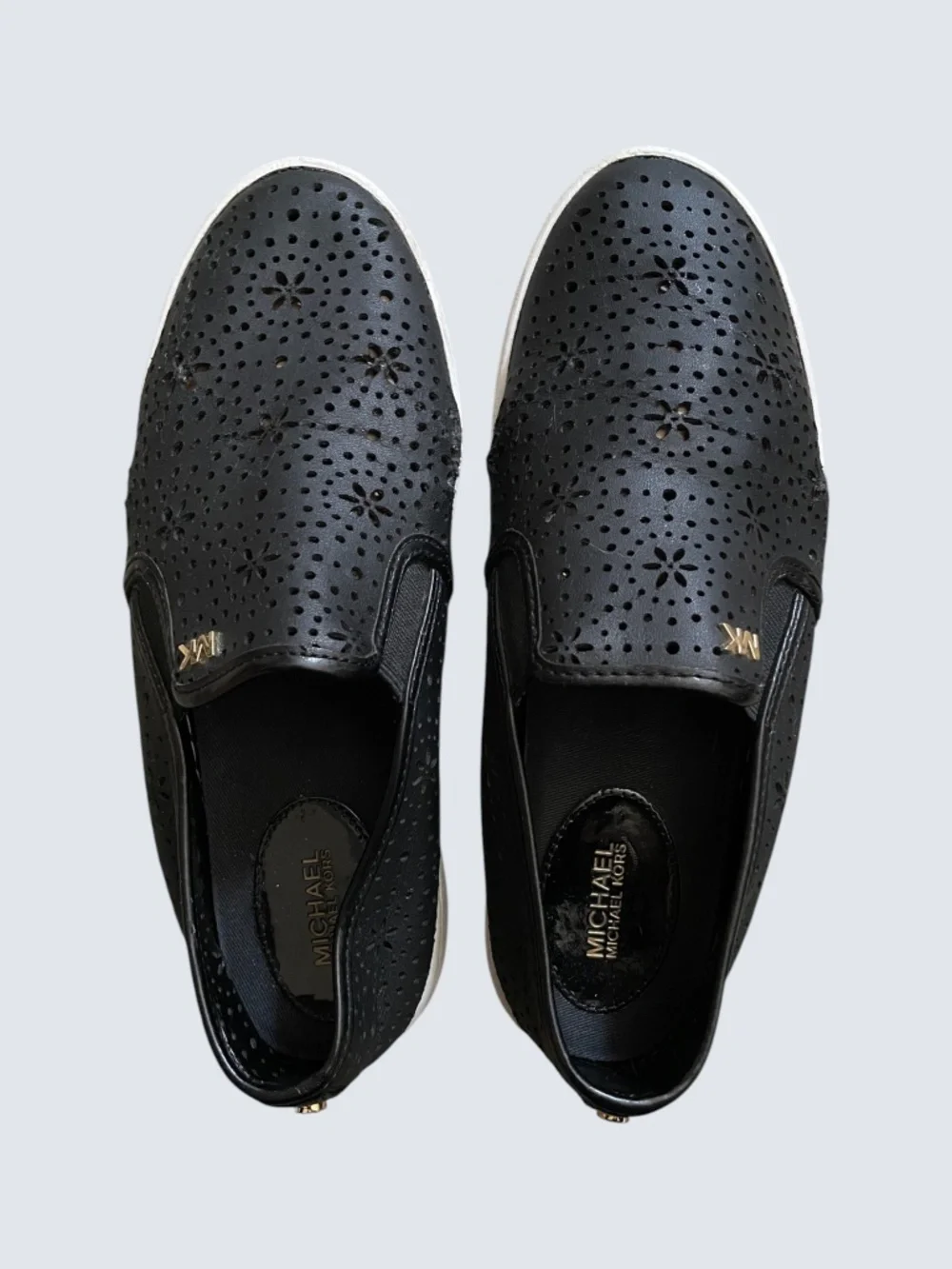 Michael Kors Kane Leather Cutout Perforated Sneakers Slip On